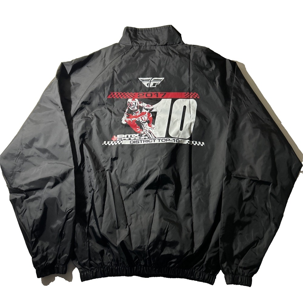 Fly Racing 2017 District Top 10 BMX Canada Windbreaker Jacket Black Men's Large